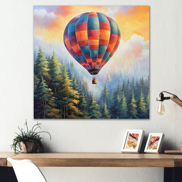 Forest View Hot Air Balloon Adventure - Hot Air Balloon Canvas Wall Art